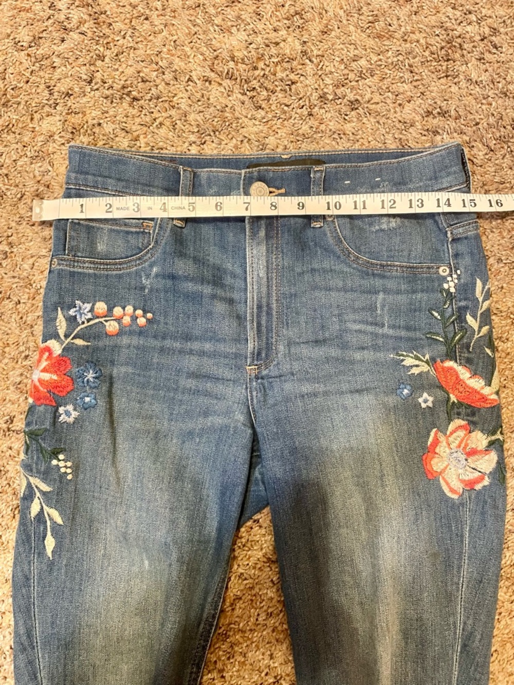 Express Floral Embroidered High Rise Skinny Ankle Legging.  Boho Festival. 6R - Picture 8 of 13